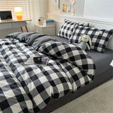 elvesmall Japan Style Stripe Queen Size Duvet Cover Set with Sheets High Quality Skin Friendly Bedding Set King Single Double Bedding Sets
