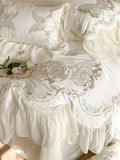 elvesmall  Luxury Princess Wedding Bedding Set 1400TC Egyptian Cotton Butterfly Flowers Embroidery Lace Duvet Cover Bed Sheet Pillowcases