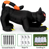 elvesmall Halloween Inflatable 1.8m Black Cat Toy Shakes Head Ghost LED Lights Indoor Outdoor Yard Airblown Decoration Fun Party Display