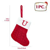elvesmall Christmas Socks Knitting Snowflake Letter Stocking Christmas Decoration For Home 2024 Xmas Tree Ornament Gift Navidad Natal 2024