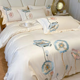 elvesmall  Egyptian Cotton Bedding Set Luxury Embroidery Double Duvet Cover Pure Cotton Flat or Fitted Bed Sheets and Pillowcases Bed Set