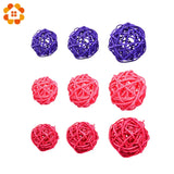elvesmall 10PCS 3/4/5CM Round Shape Mutil Colors Rattan Ball Sepak Takraw For Christmas Birthday Party & Home Wedding Party Decoration