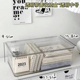 elvesmall Desktop Storage Box Organizer Transparent Acrylic Desk Stationery Hand Account Storage Box Desk Pen Holder School Supplies