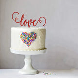 elvesmall  New Happy Valentine's Day Cake Topper Acrylic Gold Red Love Wedding Cupcake Topper for Lady Wedding Party Cake Decorations