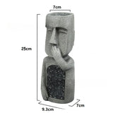 elvesmall See Hear Speak No Evil Garden Easter Island Statues Creative Resin Sculpture Outdoor Decoration Home Vase Statue Decor Figurine