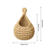 elvesmall  1pc Handwoven Wall Hanging Fruit Vegetable Basket Teardrop Plant Basket Kitchen Table Wall Hanging Storage Basket Container