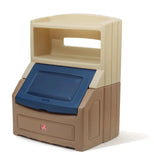 elvesmall Lift & Hide Brown and Blue 38" Tall Plastic Toddler Bookcase and Kid Toy Box and Toy Storage