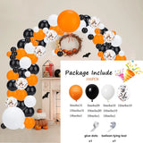 elvesmall 156Pcs Halloween Balloons Garland Kit Pumpkin Foil Ballon Double Stuffed Balloons Arch Kit 3D Scary Bat Decor Globos Decorations