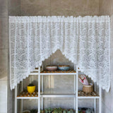 elvesmall 1PC Romantic Hollow Lace Short Curtain for Kitchen White Sheer Drape Cabinet Dustproof Study Special Rod