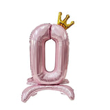 elvesmall  32 Inch Crystal Gradient Number Stand Foil Balloons with Crown Figures Globos 0-9 Birthday Party Decorations Wedding Baby Shower