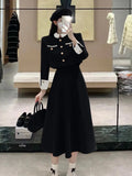 srczz New High Quality Small Fragrance Two Piece Set Women Short Jacket Coat + Long Skirt Suits Korean Elegant Fashion OL 2 Piece Sets