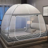 elvesmall Simple Pure Color Yurt Mosquito Net Large Space Bedroom Double Bed Mosquito Net Dormitory Installation-free 2-doors Mosquito Net
