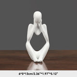 elvesmall Sand Color The Thinker Abstract Statues Sculptures Yoga Figurine Nordic Living Room Home Decor Decoration Maison Desk Ornaments