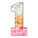 elvesmall 73/91.5CM Giant Big Number Balloon DIY Filling Box Stand  Baby Birthday Organic Mosaic Number Decor Balloon Frame Anniversary