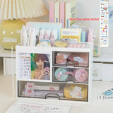 elvesmall Desktop Storage Box Organizer Desk Pen Holder Transparent Stationery Drawer Storage Rack Multi-functional Student Organizing Box