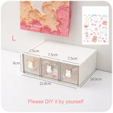 elvesmall Cute Desk Organizer Drawer With Sticker Kawaii Plastic Office Table Organizer Stationery Storage Box Container For Home School