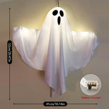 elvesmall Halloween Party LED Glow Ghost Home Indoor Outdoor Decoration Supplies 2024 Haunted House Bar Hanging Horror Props with Lights