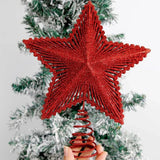 elvesmall 25cm Red Glitter Christmas Tree Topper Iron Star Christmas Decor For Home Xmas Tree Ornaments Navidad New Year 2025 Natal Noel