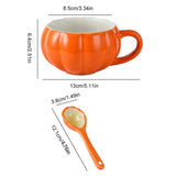 elvesmall Pumpkin Creative Water Cup Ceramic Cup With Lid Exquisite Breakfast Oatmeal Cup Scalding-proof Milk Cups Halloween Coffee Mug