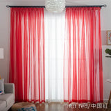 elvesmall Free Customization Sheer Tulle Curtains Shading Heat Insulation Pure Color Rod Pocket for Bedroom Living Room Voile Window