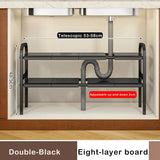elvesmall  Shelf Under The Sink Flexible Layered Rack Cabinet Organizer Sundries Telescopic Holder Countertop Storage Rack Under Sink Shelf