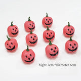 elvesmall Halloween Pumpkin Ornaments, Festive Atmosphere, Scene Decoration, Orange, Black, White, Green Pumpkin Ornaments