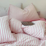 elvesmall  Pure Cotton Bedding Set Duvet Cover Pillowcase Bed Sheet Set Comforter Cover Bed Linens Set Queen King Size Dopamine Color