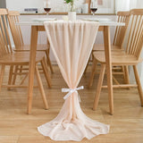 elvesmall Chiffon Table Runner Wedding Arch Chair Decoration Solid Color Gauze European-American Style Banquet Party Marriage Dining
