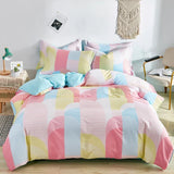elvesmall Abstract Geometric Bedding Set Queen Size Geometry Rectangle Square Cotton Duvet Cover Pink Purple Comforter Cover for Boys Girl