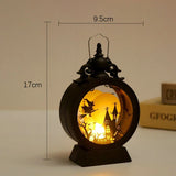 elvesmall Halloween LED Wind Night Light Portable Pumpkin Ghost Lantern Bar Desktop Ornament Halloween Decor Props Party Supplies DeskLamp