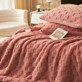 elvesmall  Thickened Velvet winter blanket modern plush bed linen Microfiber Bedspread bed Plaid home decorations sofa blankets sofa cover