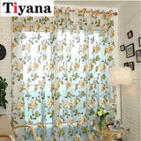 Pastoral Purple Floral Printing Curtain Bedroom Sheer Tulle Curtain For Living Room Kitchen Windows Tulle Drapes Cortina Rideaux