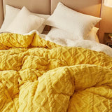 elvesmall Warmth Duvet Cover Dual Use Blanket Artificial Cashmere Warm Winter Blanket Soft Cozy Fleece Quilt Cover Plush Blankets for Beds