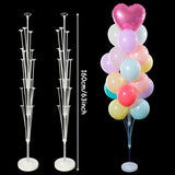 elvesmall 1/2set 13/19Tubes Balloon Stand Holder Balloon Stick Happy Birthday Balloon Kids Baby Shower Adult Wedding Party Decoration