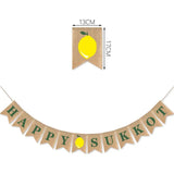 elvesmall Happy Sukkot Flags, Holiday Party Supplies, Fruit Wreaths for Celebration Decorations