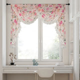 elvesmall 1PC Pink Honey Peach Valance Voile Wavy Curtain Head Lace Bottom Custom Window Panel Drape for Living Room
