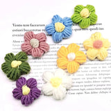 elvesmall 4.5cm Hand-knitted Flower Puff Flower Milk Cotton Wool Hand Hook Flower DIY Hairpin Clothing Accessory Shoes Hats Craft Supplies