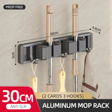elvesmall Mop Broom Holder Hooks Bathroom Tools Storage Rack Duty Practical Clip Hook Organizers Space-saving Hanger Slots Mops Holder