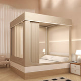 elvesmall Large Space Square Mosquito Net Blackout Privacy Bed Curtain Bed Tent 3 Doors Encrypted Mesh Anti-mosquito Bed Canopy with Frame
