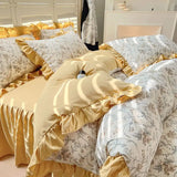 elvesmall  New Fresh Floral Pattern Cotton Girl Heart Duvet Cover Suit Soft Luxury Bedding Set Fashion Dormitory Quilt Cover Pillowcase Kit