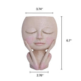 elvesmall Creative Face Flower Pot Head Planter Pot Succulent Planter Resin Art Statue Sculpture Potted Decorative Ornaments Vase
