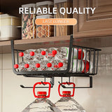 elvesmall Kitchen Under Cabinet Basket Storage Shelf Tissue Cup Holder Closet Desk Hanging Rack Hollowed Pullout Drawer Sliding Basket
