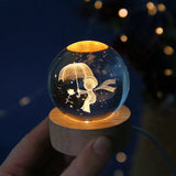 elvesmall 6cm 3D Crystal ball Crystal Planet Night Light Laser Engraved Solar System Globe Astronomy Birthday Gift Home Desktop Decoration