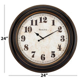 elvesmall Clock Wall Decor Brown and Bronze Round Oversized Classic Analog Quartz Accurate Wall Clock Large Living Room Decoration Clocks