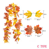 elvesmall Halloween Artificial Autumn Maple Leaves Garland Vine Led Fairy Lights for Christmas Party Thanksgiving Autumn Home Decoration