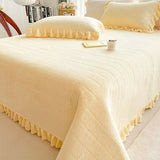 elvesmall  Winter Plush Luxury Bed Sheet Set Home Textiles Korean Simple Solid Colour Double Bedspread Pillowcase 3pcs Queen Bedding Set