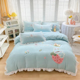 elvesmall Colorful Clouds Bedding Set Princess Style Ruffle Duvet Cover with Zipper Closure Comforter Covers for Girls Women Home Decor