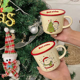 elvesmall  -  Kawaii Dog Christmas Mug Gift Coffee Water Cup Cute Ceramic Handmad Milk Tea Water Juice Mocha Lovers Breakfast Cup Gift 300ml