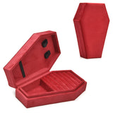 elvesmall Gothic Velvet Jewelry Coffin Shape Ring Necklace Storage Box Logo Custom Display Packaging Case Travel Hip Hop Rap Boxes