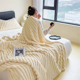 elvesmall  High density warm blanket rabbit fur bed linen Coral Fleece Sofa Blankets for winter Microfiber blanket plush Thicken Bed Sheet